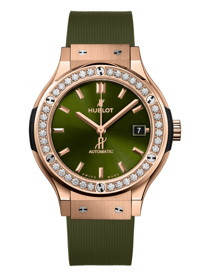 Hublot Classic Fusion Automatic King Gold Green Diamonds 38mm