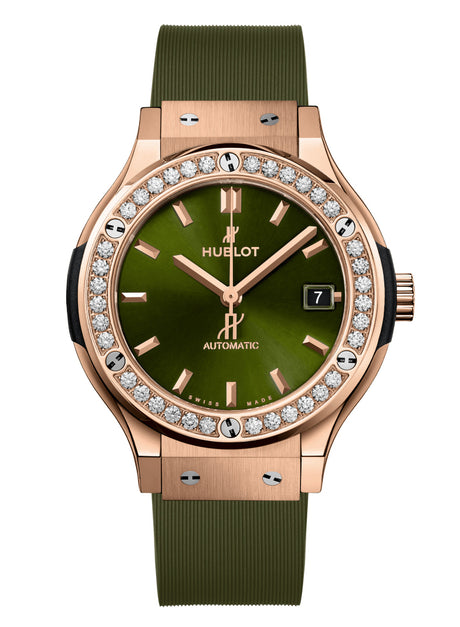 Hublot Classic Fusion Automatic King Gold Green Diamonds 38mm