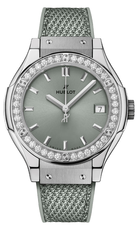 Hublot Classic Fusion Quartz Titanium Sage Green Diamonds 33 mm