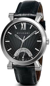 Bulgari Date Rétrograde Herrenuhr Stahl Guillochierung