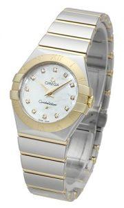 Omega Constellation Polished Quarz Small aus Stahl/Gelbgold | perlmutt omega-constellation-polished-quarz-small-123-20-27-60-55-004