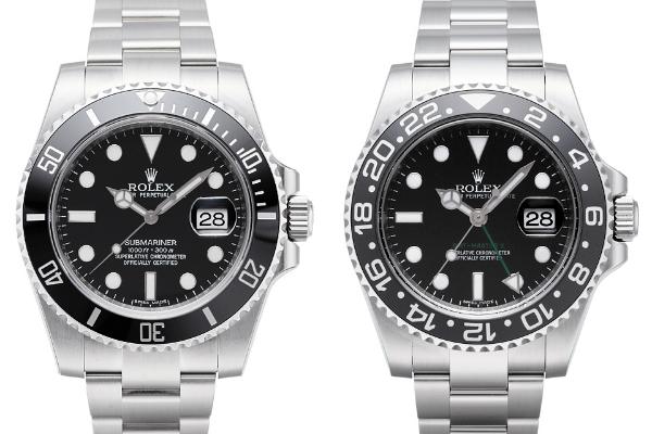 Rolex Submariner und Rolex GMT-Master II Zifferblatt schwarz