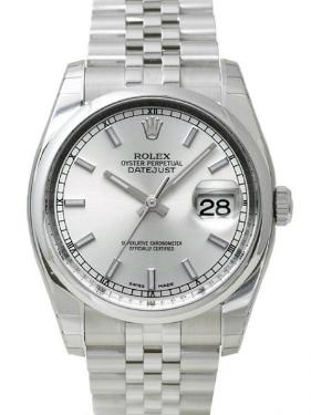 Rolex Datejust 36 mit Datumsanzeige und silbernem Zifferblatt