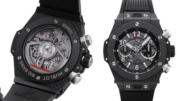 Hublot Big Bang Unico Carbon 45mm Automatik Band Kautschuk Zifferblatt grau