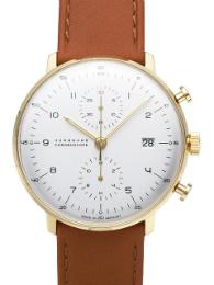 Junghans Max Bill Chronoscope Kalbsleder braun silber