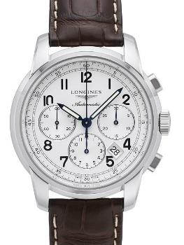 Longines Saint-Imier Chronograph Gents mit braunem Lederarmband aus Krokodilleder