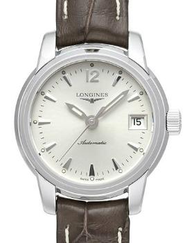 Longines Saint-Imier Ladies mit braunem Lederarmband aus Krokodilleder