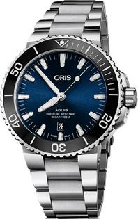 Oris Aquis Date Automatik Band Stahl Zifferblatt blau