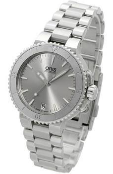 Oris Aquis Date Damenuhr mit Armband aus Stahl 36mm Silber