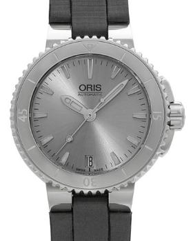 Oris Aquis Date Herrenuhr mit Armband aus Textil 36mm Silber