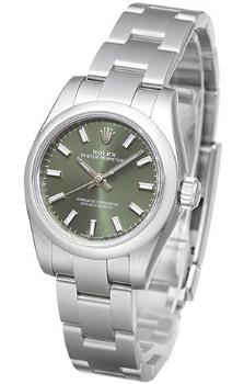 Rolex Oyster Perpetual 26mm Damenuhr mit gruenem Zifferblatt