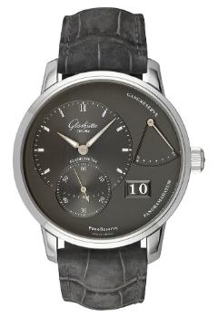 Glashuette Original PanoReserve Handaufzug Zifferblatt grau