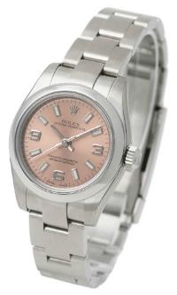 Rolex Oyster Perpetual 26 mit rosefarbenem Zifferblatt fuer Damen