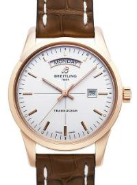 Breitling Transocean Day and Date 18kt Rosegold silber