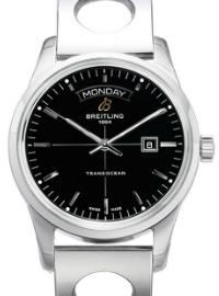 Breitling Transocean Day and Date Edelstahl schwarz