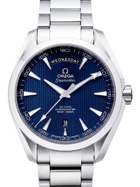 Omega Aqua Terra 150 M Day-Date Zifferblatt blau Band Edelstahl