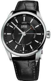 Oris Artix Pointer Day Date Edelstahl schwarz Leder