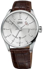 Oris Artix Pointer Day Date Edelstahl silber Leder