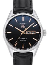 Tag Heuer Carrera Calibre 5 Day-Date Automatik 41mm Edelstahl schwarz Krokodilleder