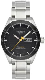 Tissot T-Sport PRS 516 Automatic mit schwarzem Zifferblatt und Stahlband