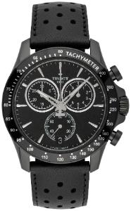 Tissot T-Sport V8 mit schwarzem Zifferblatt, Lederband und schwarzer Tachymeterskala