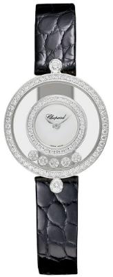 Chopard Happy Diamonds Icons Round Damenuhr Leder weiss 18kt Weissgold