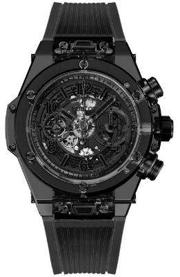 Hublot Big Bang Unico All Black Sapphire 45mm Automatic Chronograph Limited Edition in der Version 411JB4901RT aus poliertem rauchfarbenem Saphirglas