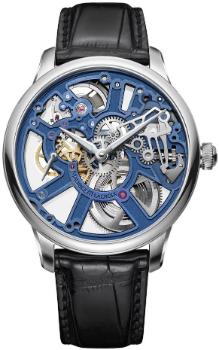 Maurice Lacroix Masterpiece Squelette New Design Herrenuhr Krokodilleder transparent blau