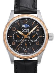 Oris Big Crown Complication Band Leder Zifferblatt schwarz