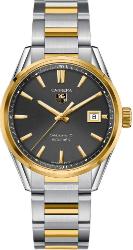 Tag Heuer Carrera Calibre 5 Automatik 39mm Herrenuhr Edelstahl 18kt Gelbgold grau