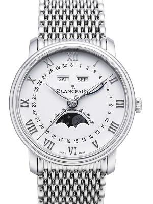 Blancpain Villeret Mondphase Herrenuhr Edelstahl weiss