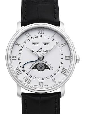 Blancpain Villeret Mondphase Herrenuhr Krokodilleder weiss