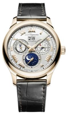 Chopard LUC Lunar One Herrenuhr Krokodilleder silber Rosegold roemische Zahlen