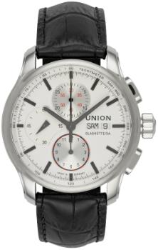 UNION Glashuette Viro Chronograph in der Version D001-414-16-031-00 in Stahl mit schwarzem Lederband