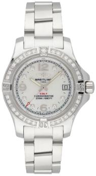 Breitling Colt Lady 33 Damenuhr Edelstahl Zifferblatt perlmutt