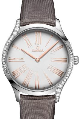 Omega De Ville Tresor Quarz 39mm Damenuhr Textil silber Edelstahl