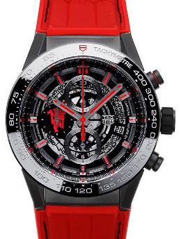 Tag Heuer Carrera Calibre HEUER 01 Automatik Chronograph 45mm Manchster United Special Edition rot