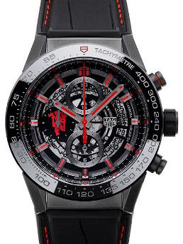 Tag Heuer Carrera Calibre HEUER 01 Automatik Chronograph 45mm Manchster United Special Edition schwarz