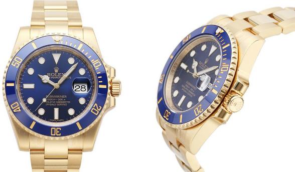 Rolex Oyster Perpetual Submariner Date 18kt Gelbgold Zifferblatt blau