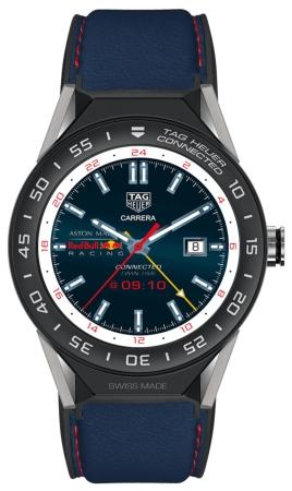 Tag Heuer Connected Modular 45 Aston Martin Red Bull Racing Special Edition in der Version SBF8A8028-11EB0147 aus beschichtetem Titan mit Keramikluenette