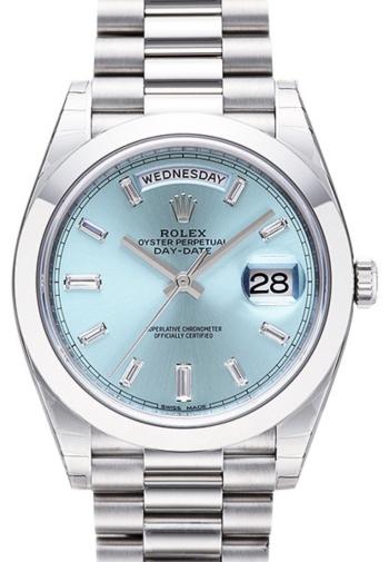 Rolex Oyster Perpetual Day-Date 40, Chronometer, Platin, Saphirglas bombiert, Praesident-Band, Crownclasp-Schliesse