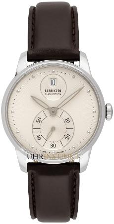 Union Glashuette Seris in der Version D013-228-16-021-00 in Stahl mit braunem Lederband