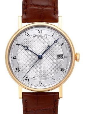 Breguet Classique Automatic in der Version 5177BA-12-9V6 in 18K Gelbgold und braunem Krokodillederband