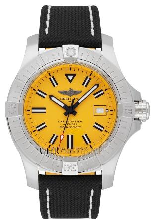 Breitling Avenger Automatic 45 Seawolf Zifferblatt gelb Lederband