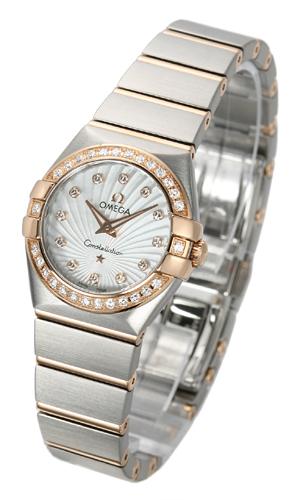 Omega Constellation Brushed Quarz Mini in der Version 12325246055002 in Edelstahl und 18K Rosegold mit Diamantbesatz