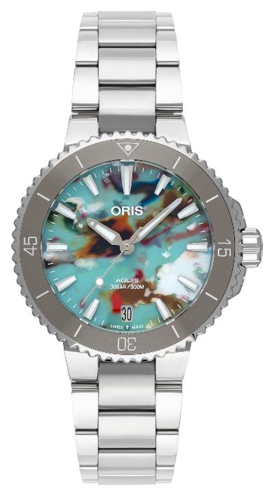 Oris Aquis Date Upcycle in der Version 01 733 7770 4150-Set aus Edelstahl mit Keramik-Lünette - Luxusuhren bis 2000 Euro