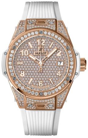 Hublot Big Bang One Click King Gold White Full Pave 39mm in der Version 465-OE-9010-RW-1604 Beliebteste Uhrenmarken Damen