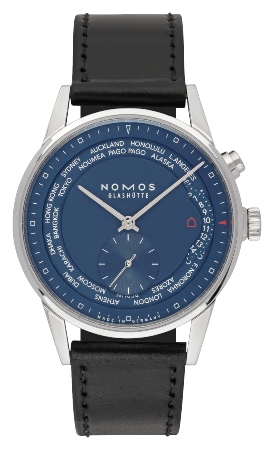 NOMOS Glashuette Zuerich Weltzeit Nachtblau in der Version 807 mit Saphirglasboden