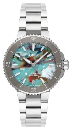 Oris Aquis Date Upcycle in der Version 01 733 7770 4150-Set aus Edelstahl mit Keramik-Luenette