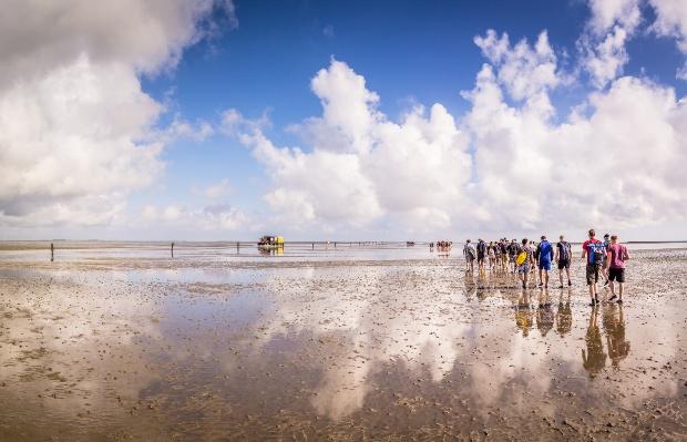 Gruppe Wattwanderer im wattenmeer